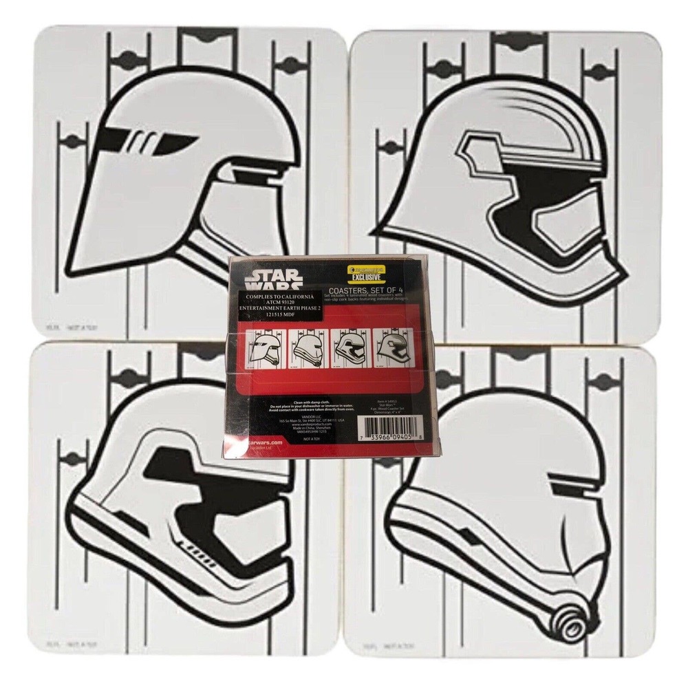 Star Wars 7 Stormtrooper Wood Coaster Set‎ 4 Pack EE Exclusive 4” Lucasfilm